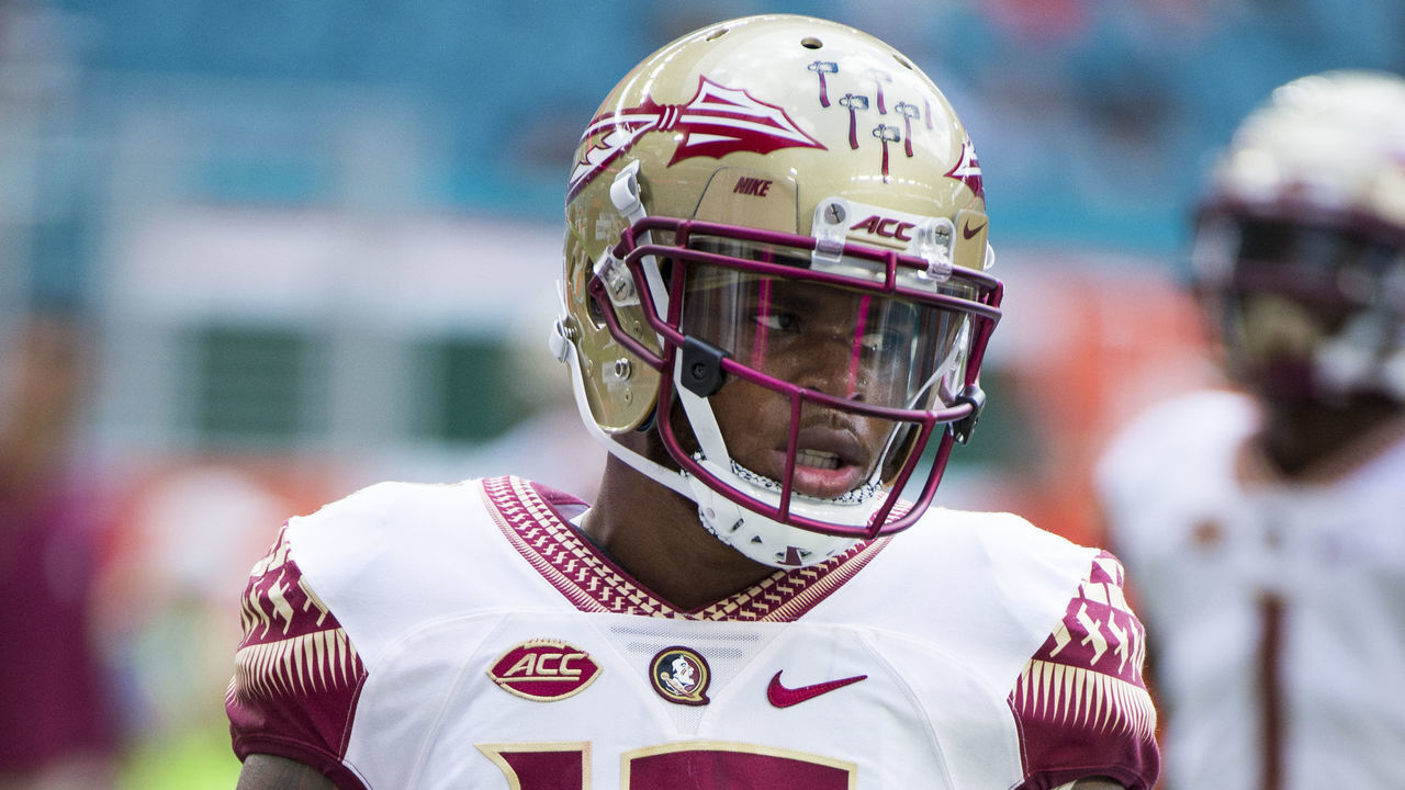 MIAMI GARDENS, FL - OCTOBER 06: Florida State Seminoles Quarterback Deondre Francois (12) on the field before the start of the college football game between the Florida State Seminoles and the University of Miami Hurricanes on October 6, 2018 at the Hard Rock Stadium in Miami Gardens, FL.