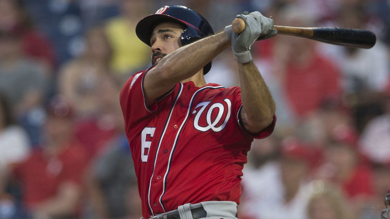 PHILADELPHIA, PA - JUNE 30: Anthony Rendon #6 of the Washington Nationals hits a solo home run in the top of the sixth inning against the Philadelphia Phillies at Citizens Bank Park on June 30, 2018 in Philadelphia, Pennsylvania. The Phillies defeated the Nationals 3-2.