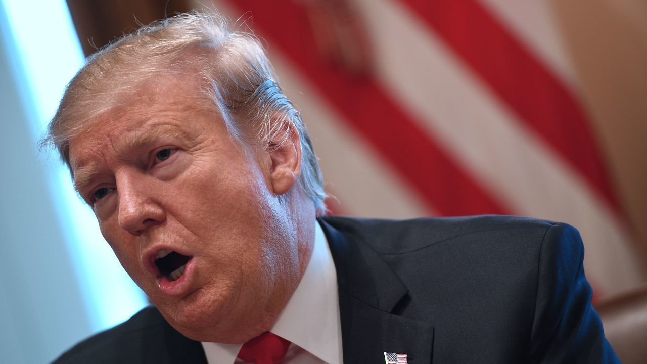 US President Donald Trump speaks during a meeting on fighting human trafficking on the southern border, February 1, 2019 in Washington, DC.