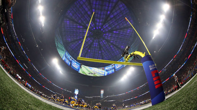 ATLANTA, GEORGIA - FEBRUARY 03: A general view during Super Bowl LIII between the Los Angeles Rams and the New England Patriots at Mercedes-Benz Stadium on February 03, 2019 in Atlanta, Georgia.