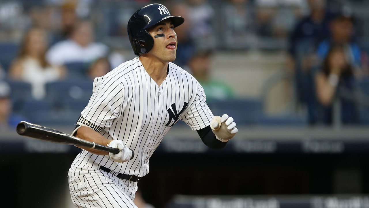 NEW YORK, NY - AUGUST 12: Jacoby Ellsbury #22 of the New York Yankees in action against the Boston Red Sox during a game at Yankee Stadium on August 12, 2017 in the Bronx borough of New York City.