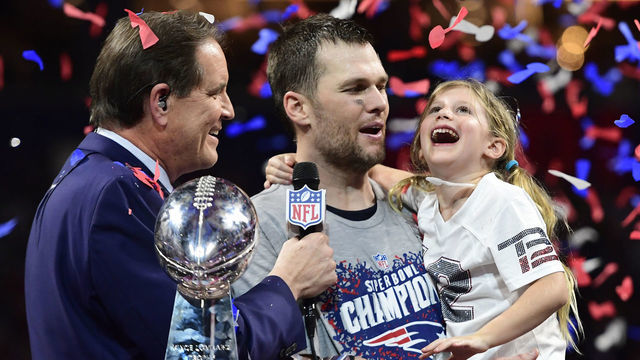 ATLANTA, GA - FEBRUARY 3: Tom Brady #12 of the New England Patriots celebrates his sixth Super Bowl victory with a win over the Los Angeles Rams in Super Bowl LIII at Mercedes-Benz Stadium in Atlanta, Georgia on February 3, 2019. (Staff Photo By Christopher Evans/MediaNews Group/Boston Herald)