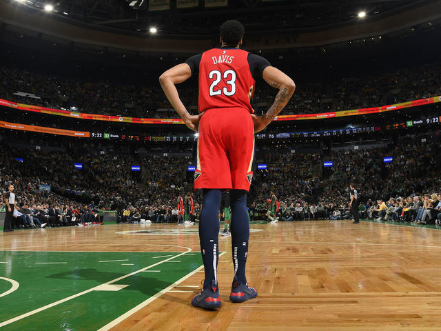 BOSTON, MA - DECEMBER 10: Anthony Davis #23 of the New Orleans Pelicans looks on during a game against the Boston Celtics on December 10, 2018 at the TD Garden in Boston, Massachusetts. Mandatory Copyright Notice: Copyright 2018 NBAE