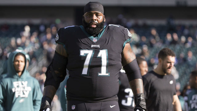 PHILADELPHIA, PA - NOVEMBER 25: Jason Peters #71 of the Philadelphia Eagles looks on prior to the game against the New York Giants at Lincoln Financial Field on November 25, 2018 in Philadelphia, Pennsylvania.