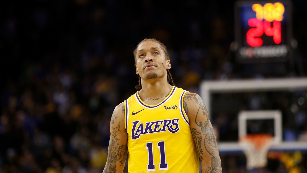 OAKLAND, CA - FEBRUARY 02: Michael Beasley #11 of the Los Angeles Lakers looks on during the game against the Golden State Warriors at ORACLE Arena on February 2, 2019 in Oakland, California.