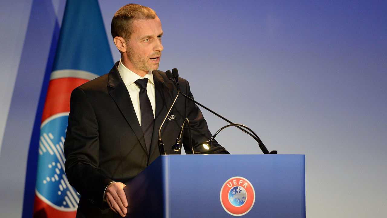 ROME, ITALY - FEBRUARY 07: UEFA President Aleksander Ceferin speaking during the UEFA Congress at Hotel Cavalieri on February 7, 2019 in Rome, Italy.
