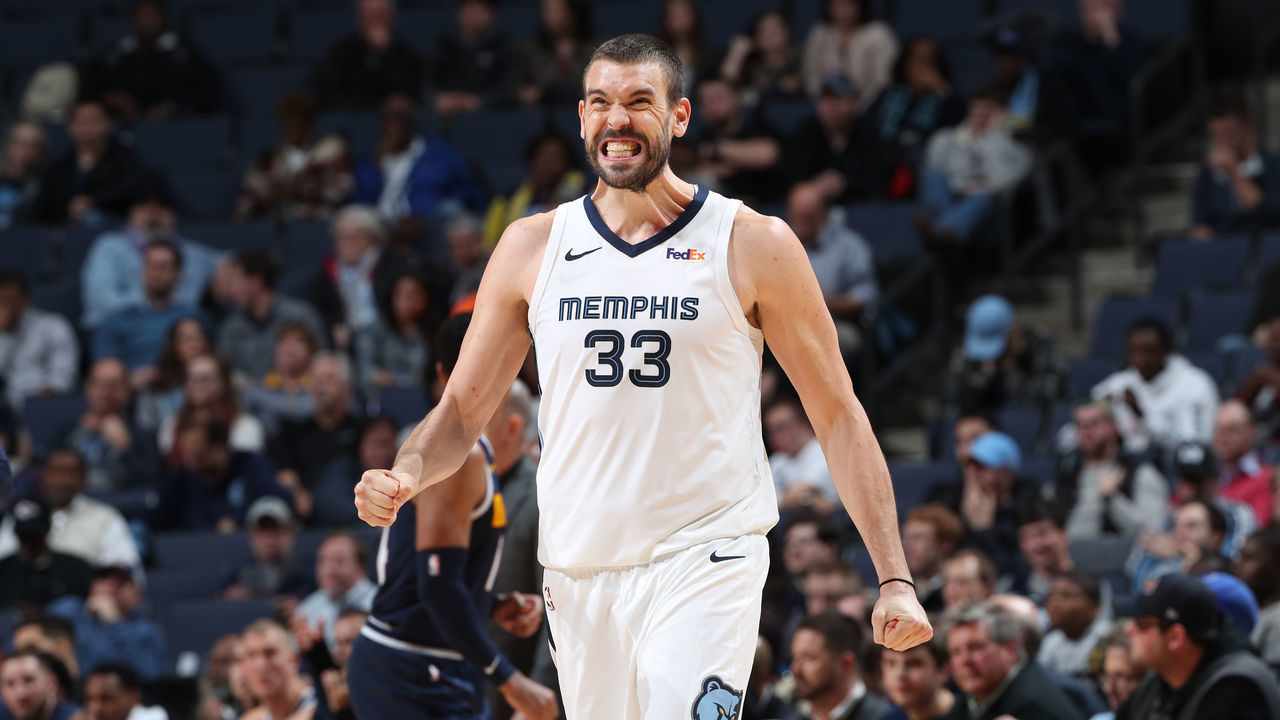 MEMPHIS, TN - JANUARY 28: Marc Gasol #33 of the Memphis Grizzlies reacts to a play against the Denver Nuggets on January 28, 2019 at FedExForum in Memphis, Tennessee. Mandatory Copyright Notice: Copyright 2019 NBAE