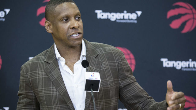 TORONTO, ON - JULY 20 - Toronto Raptors President Masai Ujiri talks to the media during a press conference about the DeMar DeRozan-Kawhi Leonard trade at Scotiabank Arena, Toronto. July 20, 2018. Bernard Weil/Toronto Star (Bernard Weil/Toronto Star via Getty Images)