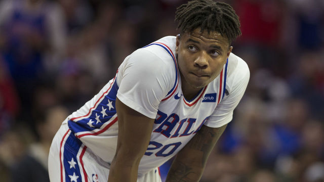 PHILADELPHIA, PA - OCTOBER 27: Markelle Fultz #20 of the Philadelphia 76ers looks on against the Charlotte Hornets at the Wells Fargo Center on October 27, 2018 in Philadelphia, Pennsylvania.