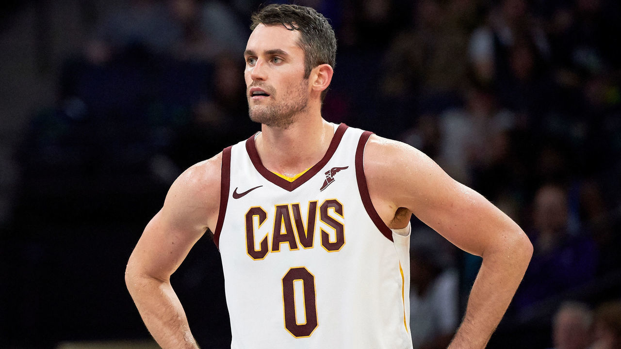 MINNEAPOLIS, MN - OCTOBER 19: Kevin Love #0 of the Cleveland Cavaliers looks on during the game against the Minnesota Timberwolves on October 19, 2018 at the Target Center in Minneapolis, Minnesota. The Timberwolves defeated the Cavaliers 131-123.