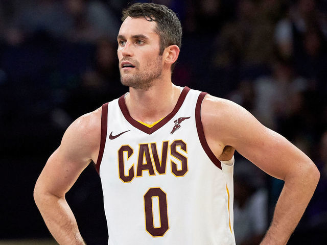MINNEAPOLIS, MN - OCTOBER 19: Kevin Love #0 of the Cleveland Cavaliers looks on during the game against the Minnesota Timberwolves on October 19, 2018 at the Target Center in Minneapolis, Minnesota. The Timberwolves defeated the Cavaliers 131-123.