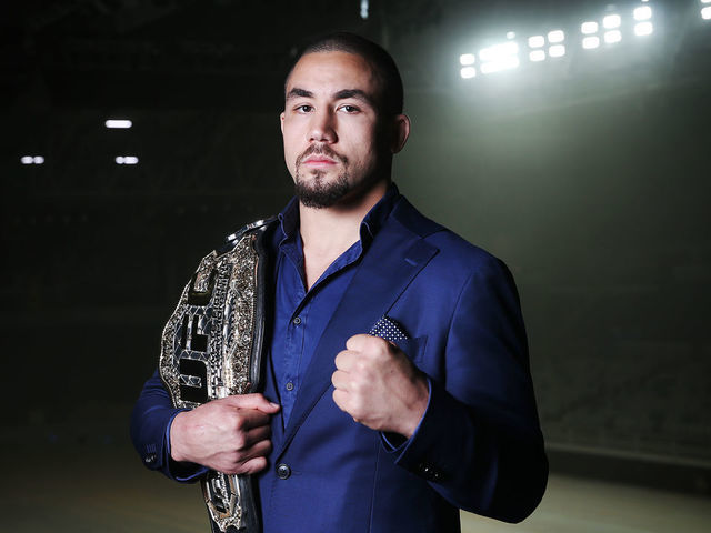 MELBOURNE, AUSTRALIA - DECEMBER 03: Robert Whittaker of Australia, UFC middleweight champion, poses during a UFC press conference at Melbourne Arena on December 03, 2018 in Melbourne, Australia.