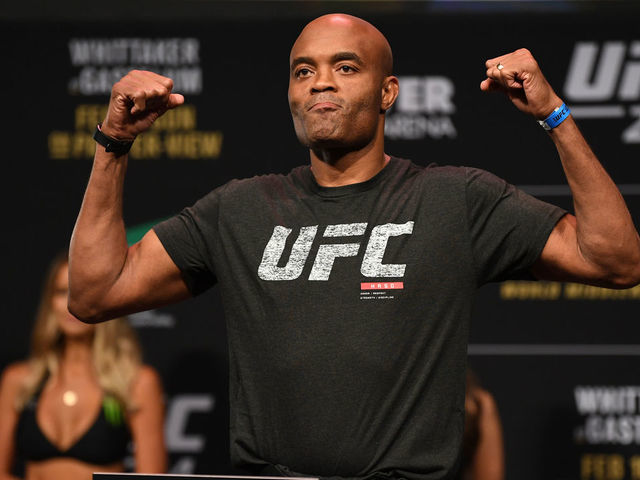 MELBOURNE, AUSTRALIA - FEBRUARY 09: Anderson Silva of Brazil weighs in during the UFC 234 weigh-in at Rod Laver Arena on February 09, 2019 in the Melbourne Australia.