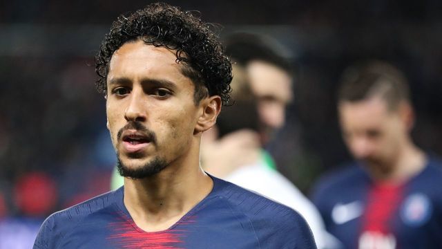 Paris Saint-Germain's Brazilian defender Marquinhos reacts at the start of the French L1 football match between Paris Saint-Germain (PSG) and Stade Rennais FC, at the Parc des Princes stadium, in Paris, on January 27, 2019.