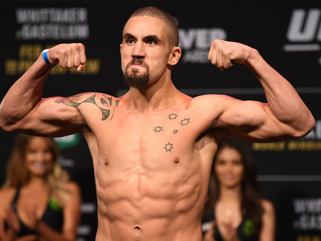 MELBOURNE, AUSTRALIA - FEBRUARY 09: Robert Whittaker of Australia weighs in during the UFC 234 weigh-in at Rod Laver Arena on February 09, 2019 in the Melbourne Australia.