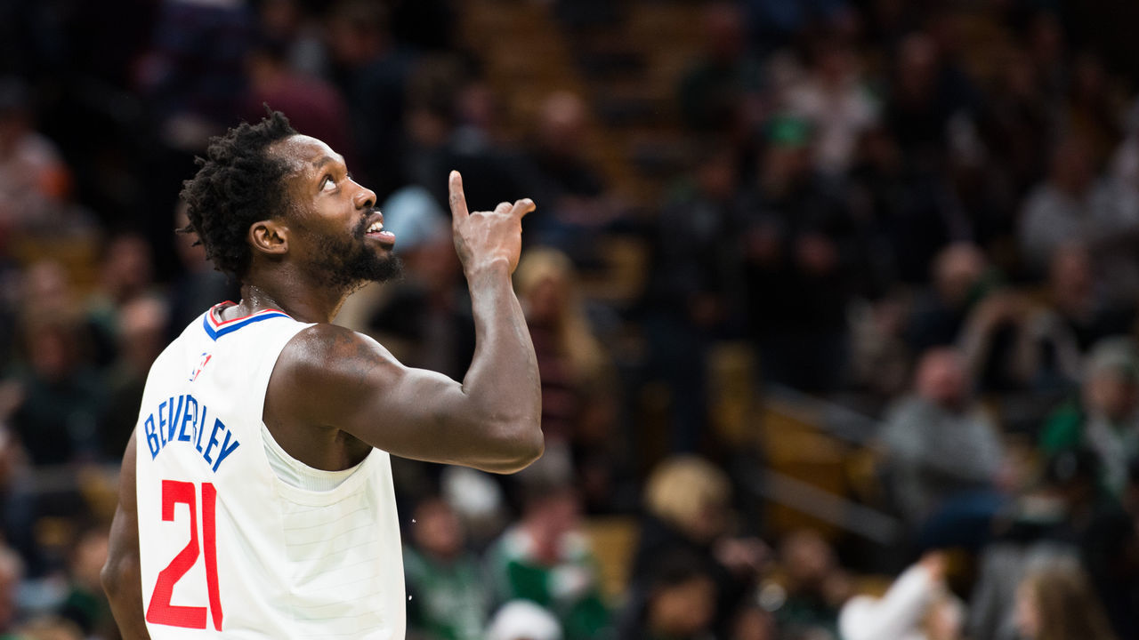 BOSTON, MA - FEBRUARY 9: Patrick Beverly #21 of the Los Angeles Clippers reacts after scoring against the Boston Celtics at TD Garden on February 9, 2019 in Boston, Massachusetts.