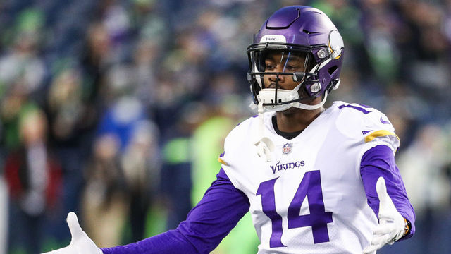 SEATTLE, WA - DECEMBER 10: Stefon Diggs #14 of the Minnesota Vikings warms up before the game against the Seattle Seahawks at CenturyLink Field on December 10, 2018 in Seattle, Washington.