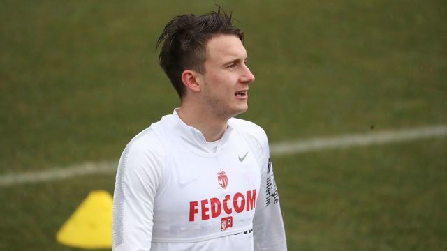 Monaco's Russian midfielder Aleksandr Golovin takes part in a training session in La Turbie, near Monaco, on January 31, 2019.