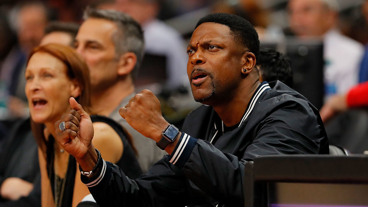 ATLANTA, GA - NOVEMBER 19: Comedian Chris Tucker reacts during the game between the Atlanta Hawks and the LA Clippers at State Farm Arena on November 19, 2018 in Atlanta, Georgia.