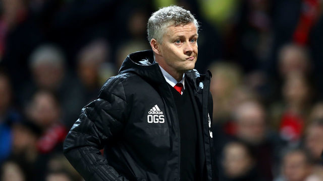 MANCHESTER, ENGLAND - FEBRUARY 12: Ole Gunnar Solskjaer, Manager of Manchester United during the UEFA Champions League Round of 16 First Leg match between Manchester United and Paris Saint-Germain at Old Trafford on February 12, 2019 in Manchester, England.
