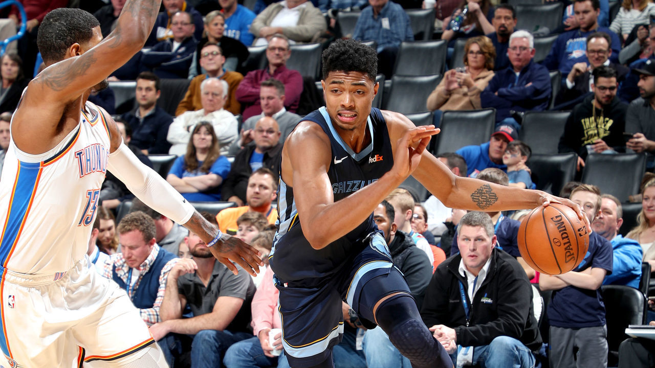 OKLAHOMA CITY, OK- FEBRUARY 7: Bruno Caboclo #5 of the Memphis Grizzlies handles the ball against the Oklahoma City Thunder on February 7, 2019 at Chesapeake Energy Arena in Oklahoma City, Oklahoma. Mandatory Copyright Notice: Copyright 2019 NBAE