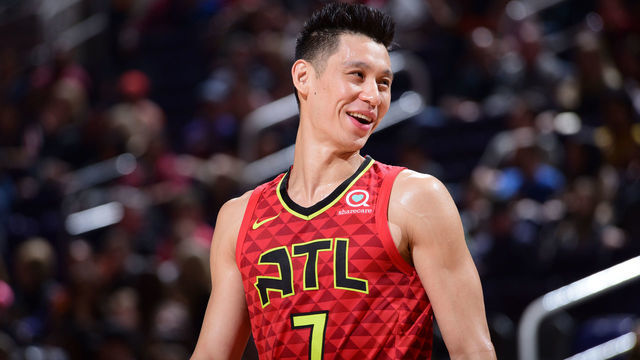 PHOENIX, AZ - FEBRUARY 2: Jeremy Lin #7 of the Atlanta Hawks smiles during a game against the Phoenix Suns on February 2, 2019 at Talking Stick Resort Arena in Phoenix, Arizona. Mandatory Copyright Notice: Copyright 2019 NBAE
