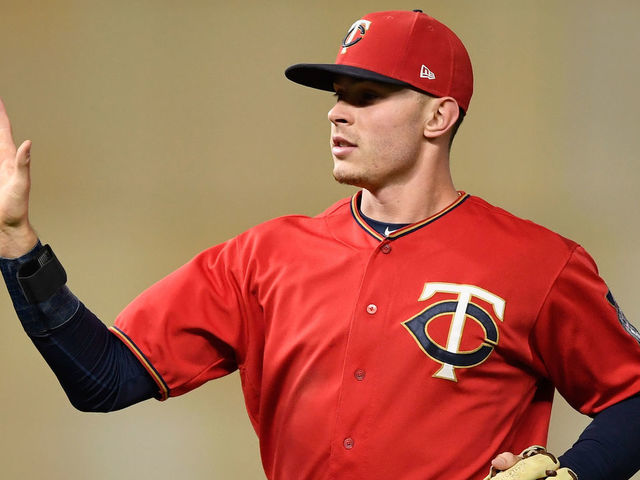 MINNEAPOLIS, MN - SEPTEMBER 28: Max Kepler #26 of the Minnesota Twins celebrates defeating the Chicago White Sox after game two of a doubleheader on September 28, 2018 at Target Field in Minneapolis, Minnesota. The Twins defeated the White Sox 12-4.