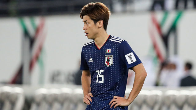 ABU DHABI, UNITED ARAB EMIRATES - FEBRUARY 01: #15 Osako Yuya of Japan show his dejection after the AFC Asian Cup final match between Japan and Qatar at Zayed Sports City Stadium on February 01, 2019 in Abu Dhabi, United Arab Emirates.
