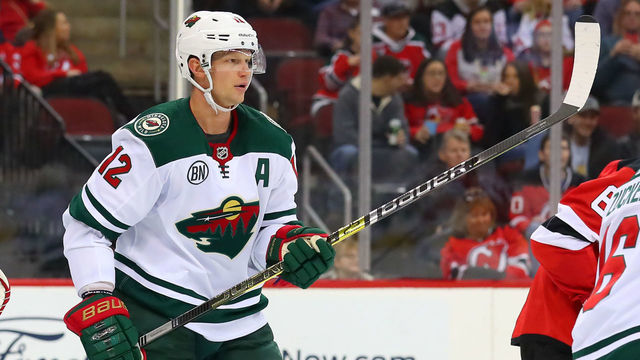 NEWARK, NJ - FEBRUARY 09: Minnesota Wild center Eric Staal (12) skates during the National Hockey League game between the New Jersey Devils and the Minnesota Wild on February 8, 2019 at the Prudential Center in Newark, NJ.