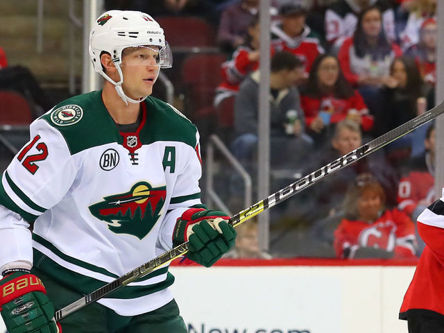 NEWARK, NJ - FEBRUARY 09: Minnesota Wild center Eric Staal (12) skates during the National Hockey League game between the New Jersey Devils and the Minnesota Wild on February 8, 2019 at the Prudential Center in Newark, NJ.
