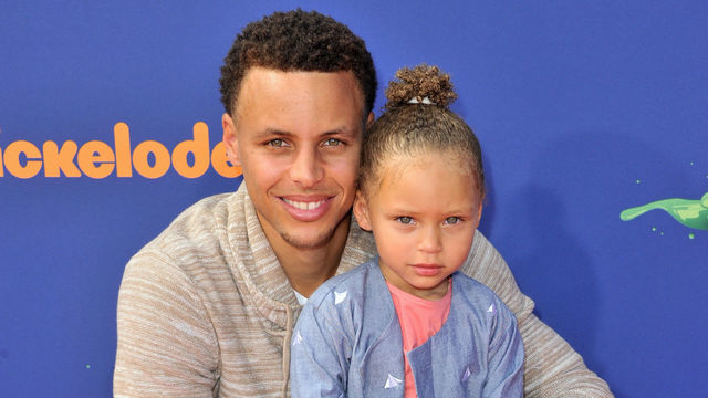 WESTWOOD, CA - JULY 16: NBA player Stephen Curry and daughter Riley Curry attend the Nickelodeon Kids' Choice Sports Awards 2015 at UCLA's Pauley Pavilion on July 16, 2015 in Westwood, California.