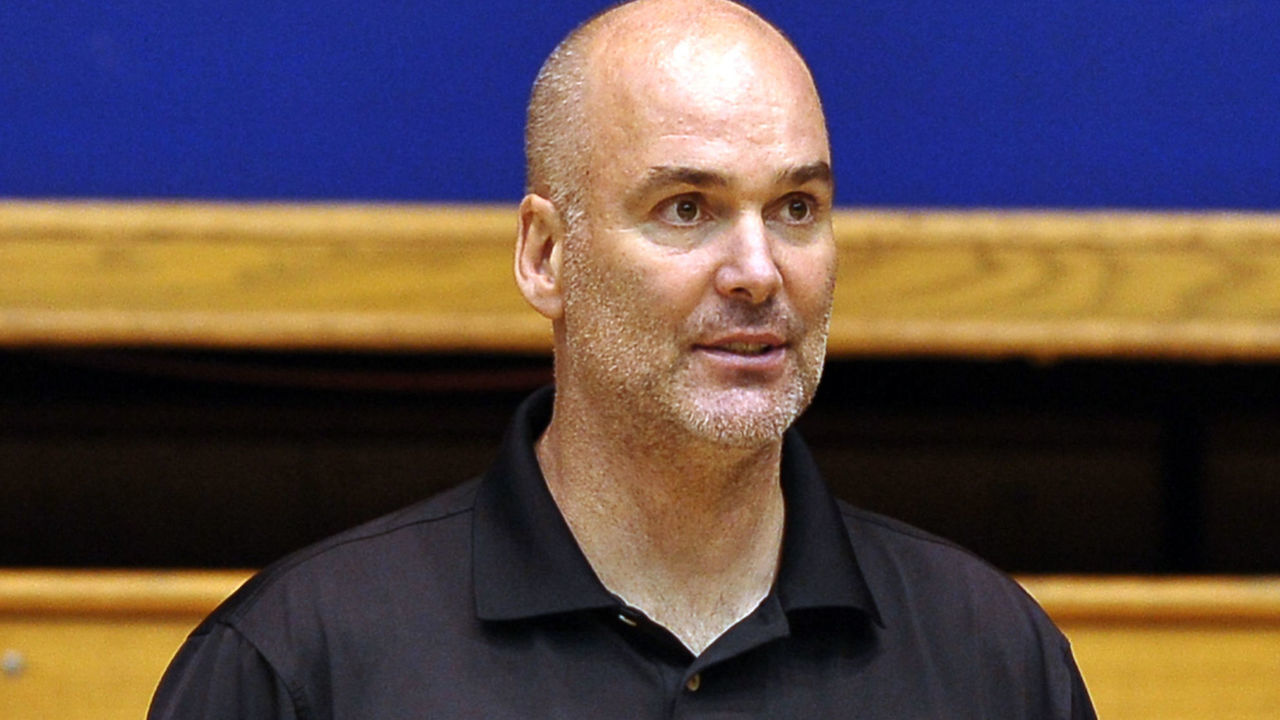 DURHAM, NC - OCTOBER 02: Former Duke basketball player Danny Ferry looks on during an open practice at Cameron Indoor Stadium on October 2, 2015 in Durham, North Carolina.