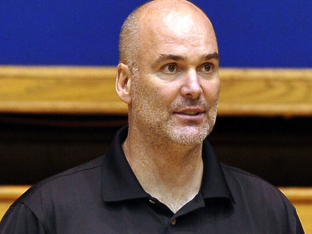 DURHAM, NC - OCTOBER 02: Former Duke basketball player Danny Ferry looks on during an open practice at Cameron Indoor Stadium on October 2, 2015 in Durham, North Carolina.