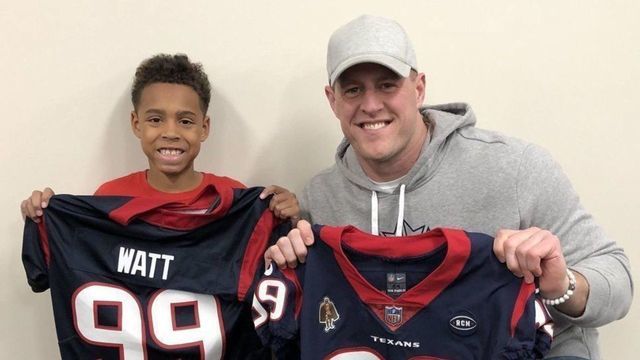 Watt gifts jerseys to Texans fan who wore homemade version to school