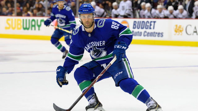 VANCOUVER, BC - NOVEMBER 27: Vancouver Canucks Center Sam Gagner (89) skates up ice during their NHL game against the Los Angeles Kings at Rogers Arena on November 27, 2018 in Vancouver, British Columbia, Canada. Los Angeles won 2-1 in overtime.