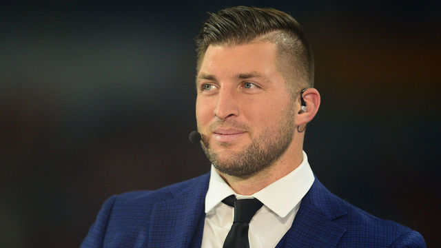 MIAMI GARDENS, FL - DECEMBER 29: Tim Tebow during ESPN report Prior to the CapitalOne Orange Bowl Semifinal game between the Alabama Crimson Tide and the Oklahoma Sooners on December 29, 2018 at Hard Rock Stadium in Miami Garden, Florida.