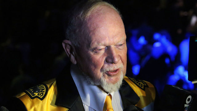 BOSTON, MA - NOVEMBER 28: Former Boston Bruins coach Don Cherry give an interview during The Sports Museums 17th running of The Tradition sports awards ceremony at TD Garden in Boston on Nov. 28, 2018.