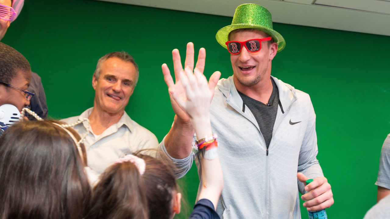 BOSTON, MA - FEBRUARY 13: Gronkowski Family Foundation makes donation to Boston Children's Hospital at Boston Children's Hospital on February 13, 2019 in Boston, Massachusetts.