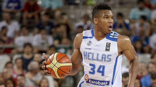 PALA ALPITUR, TURIN, ITALY - 2016/07/04: Giannis Antetokounmpo in action during the basketball FIBA Olympic qualifying tournament match beetwen Greece and Iran. Greece national team wins 78-53 over Iran national team.