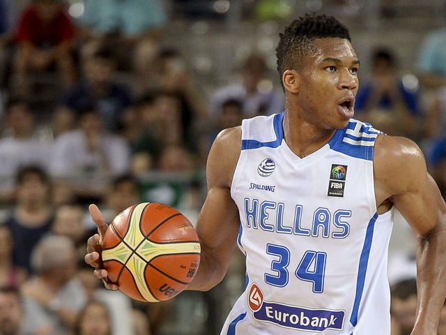 PALA ALPITUR, TURIN, ITALY - 2016/07/04: Giannis Antetokounmpo in action during the basketball FIBA Olympic qualifying tournament match beetwen Greece and Iran. Greece national team wins 78-53 over Iran national team.