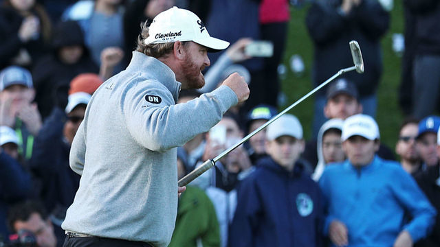 PACIFIC PALISADES, CALIFORNIA - FEBRUARY 17: J.B. Holmes reacts after winning the Genesis Open at Riviera Country Club on February 17, 2019 in Pacific Palisades, California.