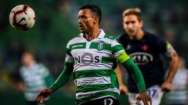 Sporting's forward Nani eyes the ball during the Portuguese League football match between Sporting CP and OS Belenenses at the Jose Alvalade stadium in Lisbon on January 3, 2019.
