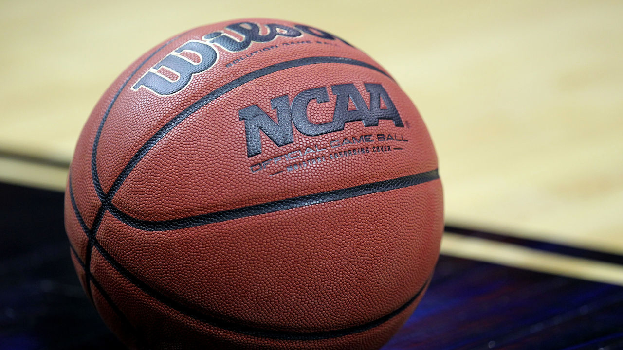 LOUISVILLE, KY - MARCH 15: A detail of an official NCAA Men's Basketball game ball made by Wilson is seen on the court as the Iowa State Cyclones play against the Connecticut Huskies during the second round of the 2012 NCAA Men's Basketball Tournament at KFC YUM! Center on March 15, 2012 in Louisville, Kentucky.