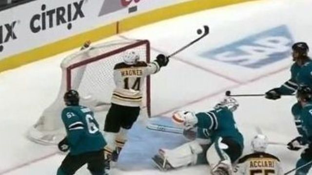 Watch: Bruins score late game-tying goal on controversial high stick
