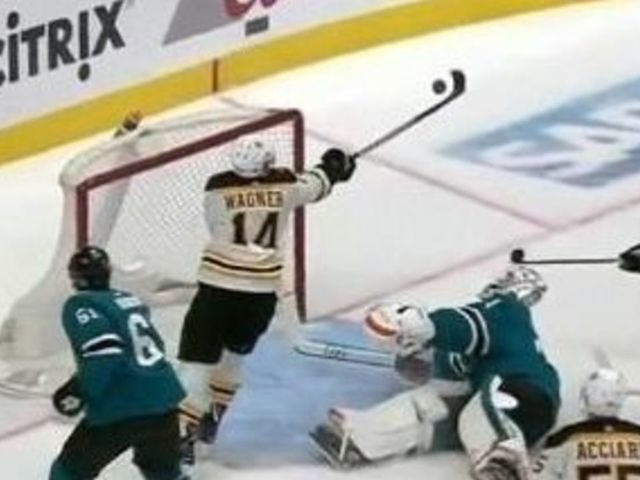 Watch: Bruins score late game-tying goal on controversial high stick