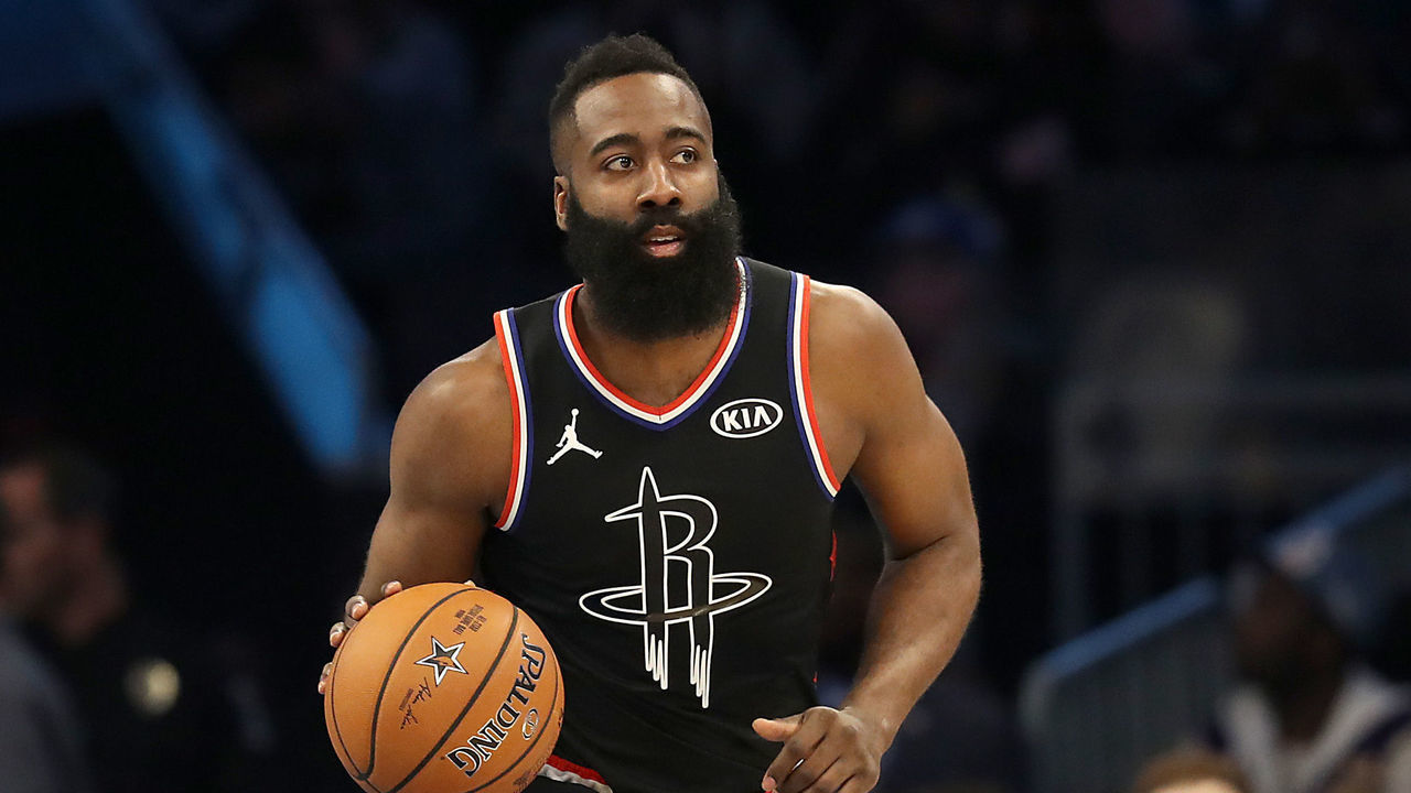 CHARLOTTE, NORTH CAROLINA - FEBRUARY 17: James Harden #13 of the Houston Rockets and Team LeBron dribbles as they take on Team Giannis during the NBA All-Star game as part of the 2019 NBA All-Star Weekend at Spectrum Center on February 17, 2019 in Charlotte, North Carolina. Team LeBron won 178-164. NOTE TO USER: User expressly acknowledges and agrees that, by downloading and/or using this photograph, user is consenting to the terms and conditions of the Getty Images License Agreement.