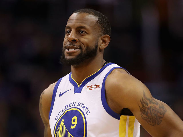 PHOENIX, ARIZONA - FEBRUARY 08: Andre Iguodala #9 of the Golden State Warriors during the first half of the NBA game against the Phoenix Suns at Talking Stick Resort Arena on February 08, 2019 in Phoenix, Arizona.
