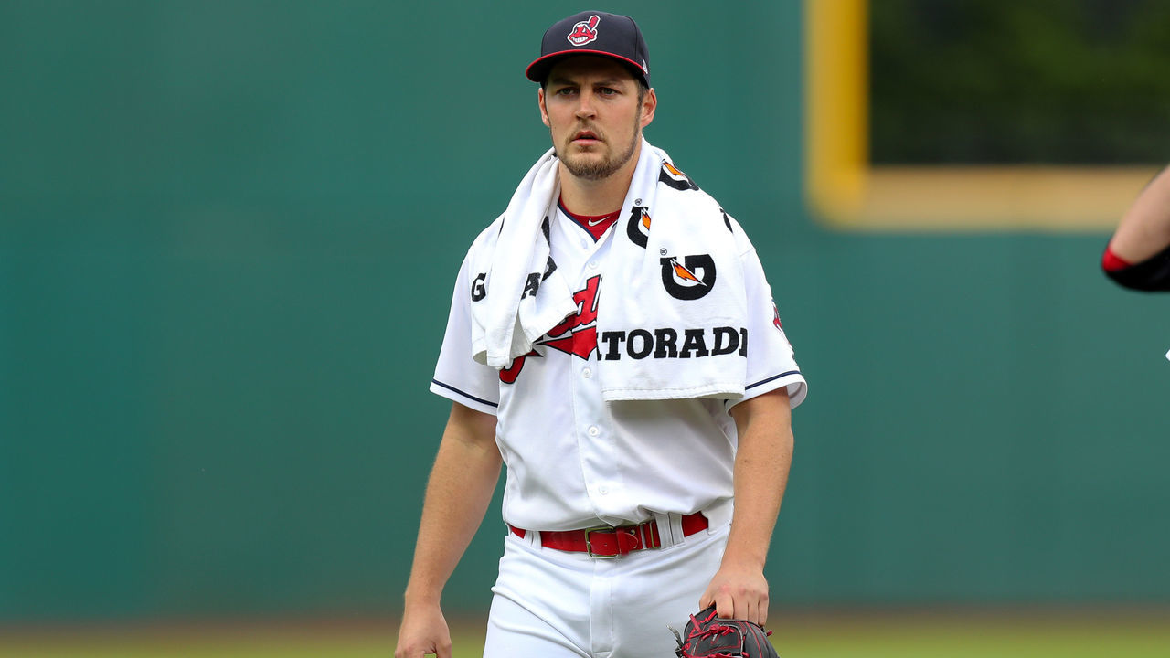 CLEVELAND, OH - JUNE 23: Cleveland Indians starting pitcher Trevor Bauer (47) walks in from the bullpen prior to the Major League Baseball game between the Detroit Tigers and Cleveland Indians on June 23, 2018, at Progressive Field in Cleveland, OH.