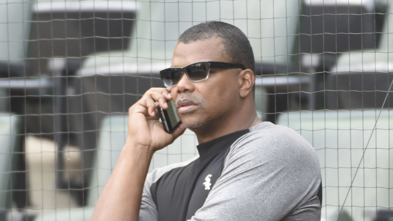 CHICAGO, IL - APRIL 09: Kenny Williams Executive Vice President of the Chicago White Sox on the phone before a game between the Chicago White Sox and the Los Angeles Angels of Anaheim on April 18, 2016 at U. S. Cellular Field in Chicago, Illinois.The Angels won 7-0.