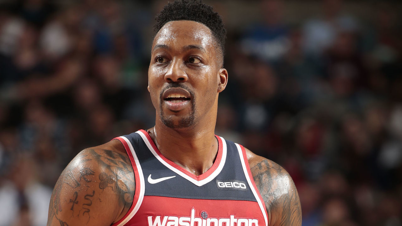 DALLAS, TX - NOVEMBER 6: =Washington Wizards center Dwight Howard #21 looks on during the game against the Dallas Mavericks on October 6, 2018 at the American Airlines Center in Dallas, Texas. Mandatory Copyright Notice: Copyright 2018 NBAE